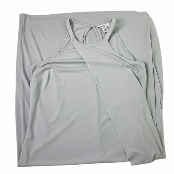 Bar III Gray Faux Wrap Sleeveless High Neck Dress - Picture 7 of 7